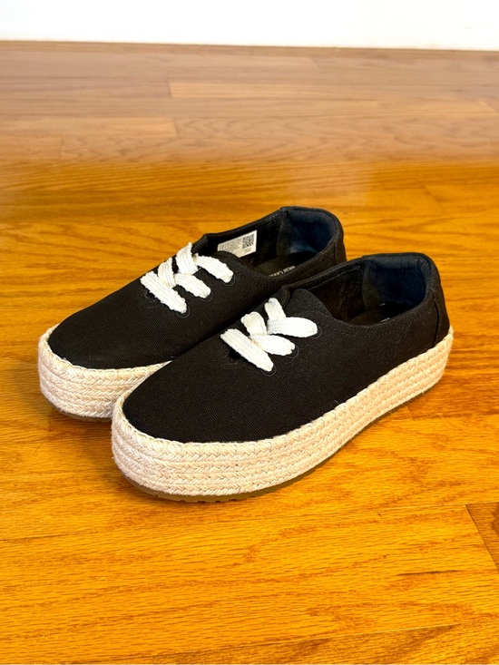 Toms Shoes - TOMS Alpargata Platform Rope Espadrille Lace Up Sneakers Black Canvas Womens 6